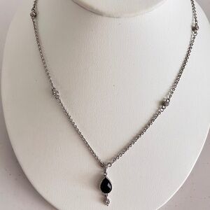 Judith Ripka Onix Teardrop Cubic Zirconia Station Necklace Sterling Silver 925